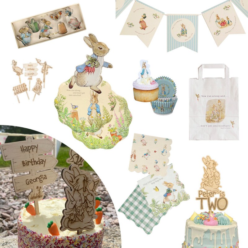 Peter Rabbit Classic Tableware Party Bags x6 All Blue Cream main image 1
