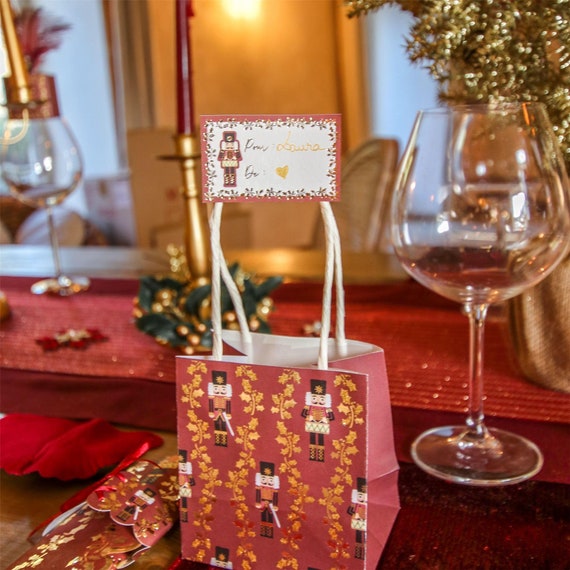 4 sacchetti regalo piccoli schiaccianoci natalizi, piccoli sacchetti regalo  con manico in carta, sacchetti regalo festivi, sacchetti di carta  schiaccianoci -  Italia
