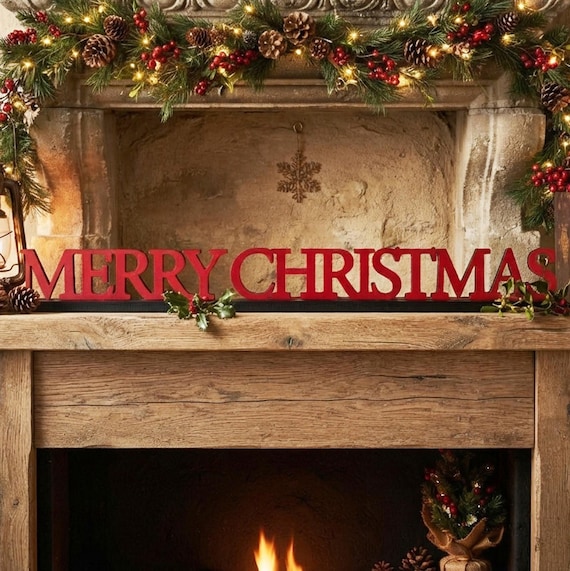 Custom Merry Christmas Sign, Wooden Colour Standing Decoration, Christmas Decoration, Home Decoration, Christmas Sign With Stand