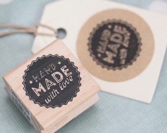 Wooden Rubber Stamp for DIY Wedding, Christmas Craft, Scrapbooking - Handmade with Love