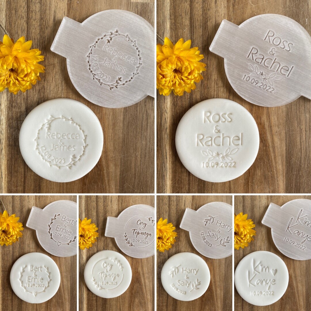 Personalised Wedding Name Date Fondant Embossers, Custom Cookie Biscuit