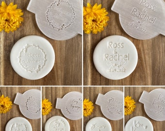 Personalised Wedding Cookie Stamp, Custom Name & Date Embosser, Fondant Biscuit Stamp, Icing  Cupcake Decor Tool, Wedding Favour Baking