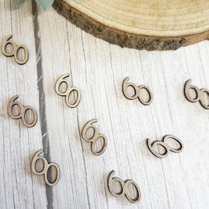 Elegante houten confetti 60e verjaardag 12 stuks voor tafeldecoratie
