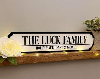 Personalised Family Road Wall Sign, Custom Street Name Sign, Home Wall Decor, Rustic Family Name Plaque, Housewarming Gift, Wall Art