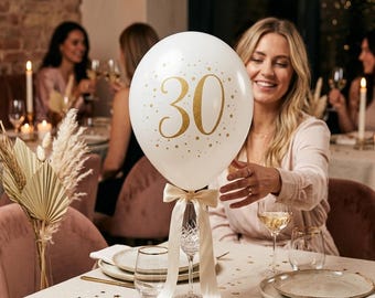 8 Gold 30th Birthday Balloons, Age 30 Balloon Decorations, 30th Birthday Party, Milestone 30th Party Venue Decorations, Gold Balloons