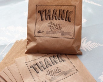 10 Thank You Craft Bags, Wedding Favour Bags, Party Favour Bags, Party Brown Gift Bag, Craft Bags, Paper Bags, Gift Wrapping Bags