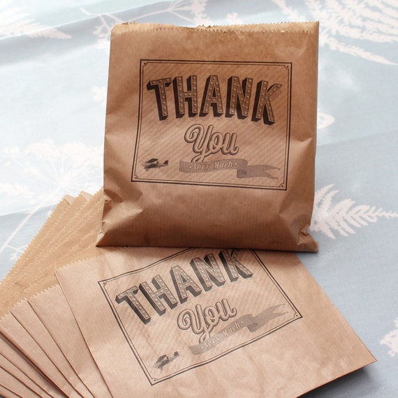 10 Thank You Craft Bags, Wedding Favour Bags, Party Favour Bags, Party  Brown Gift Bag, Craft Bags, Paper Bags, Gift Wrapping Bags 