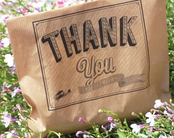 50 Kraft Brown 'Thank You' Bags, Gift Bags, Craft Bags, Paper Bags, Gift Wrapping, Wedding Favours, Unstrung Bags