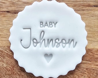 Personalised Baby Name Embosser, Baby Shower Cake Decoration,  Customised Baking Celebrations, Icing Fondant Stamp with Name