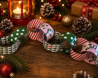 100 guirnaldas de papel navideñas, decoraciones navideñas DIY con diseños de muérdago para árboles, guirnaldas de papel para niños, manualidades festivas para colgar
