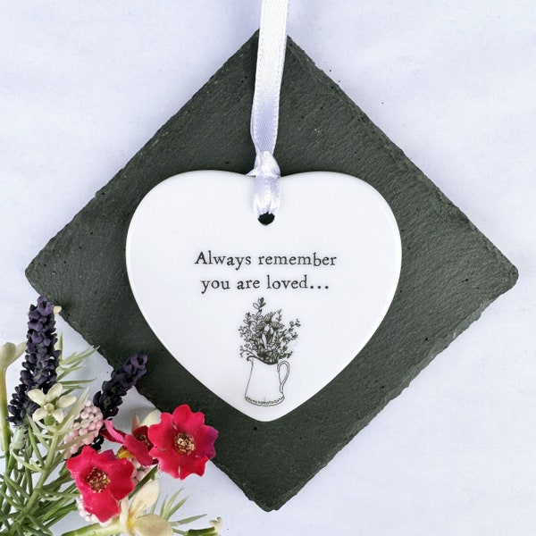 Personalised Porcelain Hanging Heart 'Remember You Are Loved..' Ceramic Gift, Hanging Decoration, Porcelain Heart, Gift For Family Friends