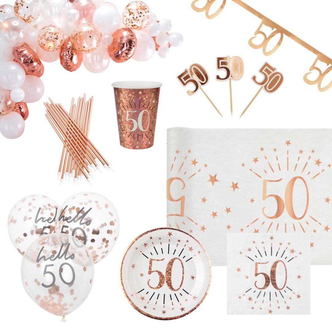 Decorazioni per il 50° anniversario di matrimonio, kit di arco per palloncini dorati e bianchi, con sfondo, decorazione per torte, palloncini in lamina per saluti al 50° anniversario