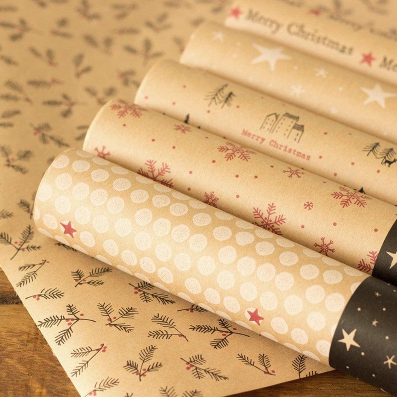 5m Merry Christmas Wrapping Paper Rolls Various Designs, Kraft Festive Gift Wrap, Christmas Gift Wrap, Christmas Paper Wrapping image 2