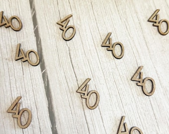 Elegant 40th Birthday Wooden Confetti, Table Decoration, Party Decor, Milestone Celebration, Rustic Birthday Party - Set of 12 Pieces