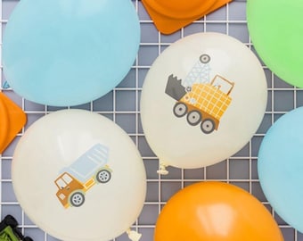 6 Construction Vehicle Birthday Party Balloons, Digger Party Decoration, Truck Birthday Party, Boys Birthday Balloon Decorations