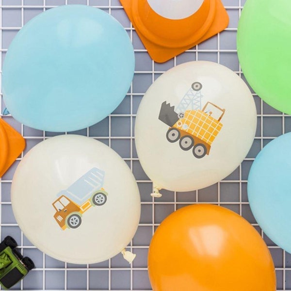 6 Construction Vehicle Birthday Party Balloons, Digger Party Decoration, Truck Birthday Party, Boys Birthday Balloon Decorations