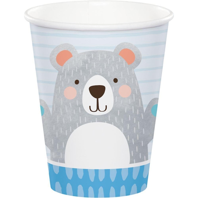 Kids Party Easter Party 8 Teddy Bear Paper Party Cups Blue 1st Birthday Paper Cups Childrens Party Cups Birthday Party Cups