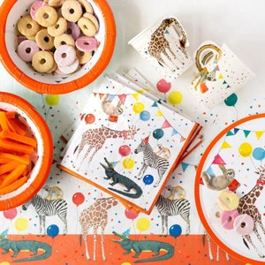 20 tovaglioli di carta con animali da safari, tovaglioli per feste di compleanno per bambini, stoviglie per feste del 1° compleanno, articoli per feste a tema animali