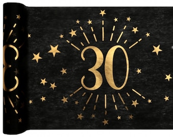 Gold 30th Birthday Table Runner, 30th Birthday Sparkling Foil Table Runner, Age 30 Milestone Birthday Tableware, 30th Partyware 5m