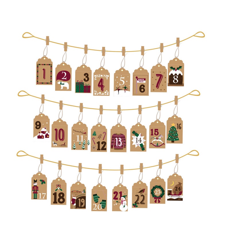 Hanging Envelope Advent Calendar DIY Calendar Make Your Own Etsy