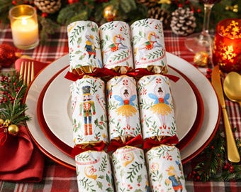 12 Sugarplum Christmas Cracker Decoration for Holiday Celebrations, Luxury Christmas Crackers, Festive Table Favours, Table Decoration