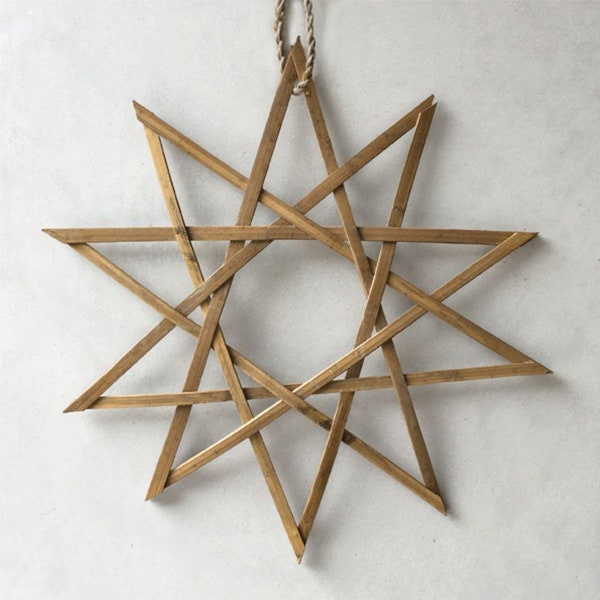 Ten Pointed Woven Hanging Bamboo Star, Wooden Wall Star Decoration, Bamboo Home Decoration Gift, Bamboo Star