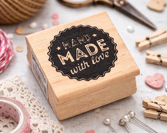 Wooden Rubber Stamp for DIY Wedding, Christmas Craft, Scrapbooking - Handmade with Love