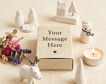 Personalised Christmas Matchbox Gift, Custom Porcelain Reindeer, Christmas Tree, Nativity, Winter House Keepsake, Stocking Filler