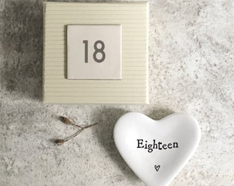 Mini Personalised Porcelain 18th Birthday Ring Dish, 18th Birthday Heart Gift, Girls 18th Keepsake, Porcelain Gift, Milestone Birthday Gift