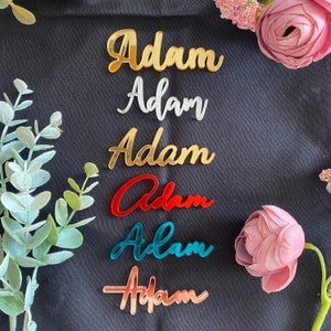 Cartes de noms personnalisées en acrylique miroir, Cadeaux de serviette de table pour mariage, Plaques nominatives en acrylique pour petits enfants, Cartes de visite modernes, Noms découpés au laser