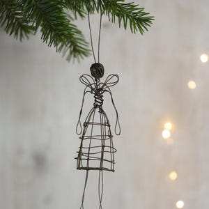 Small Rustic Woven Wire Angel Decoration, Christmas Angel Gift, Festive Gifts, Hanging Christmas Angel, Rustic Festive Decoration Gifts