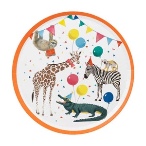 8 piatti safari per bambini, piatti di carta per feste con animali, stoviglie con animali, festa del 1° compleanno, festa di compleanno per bambini