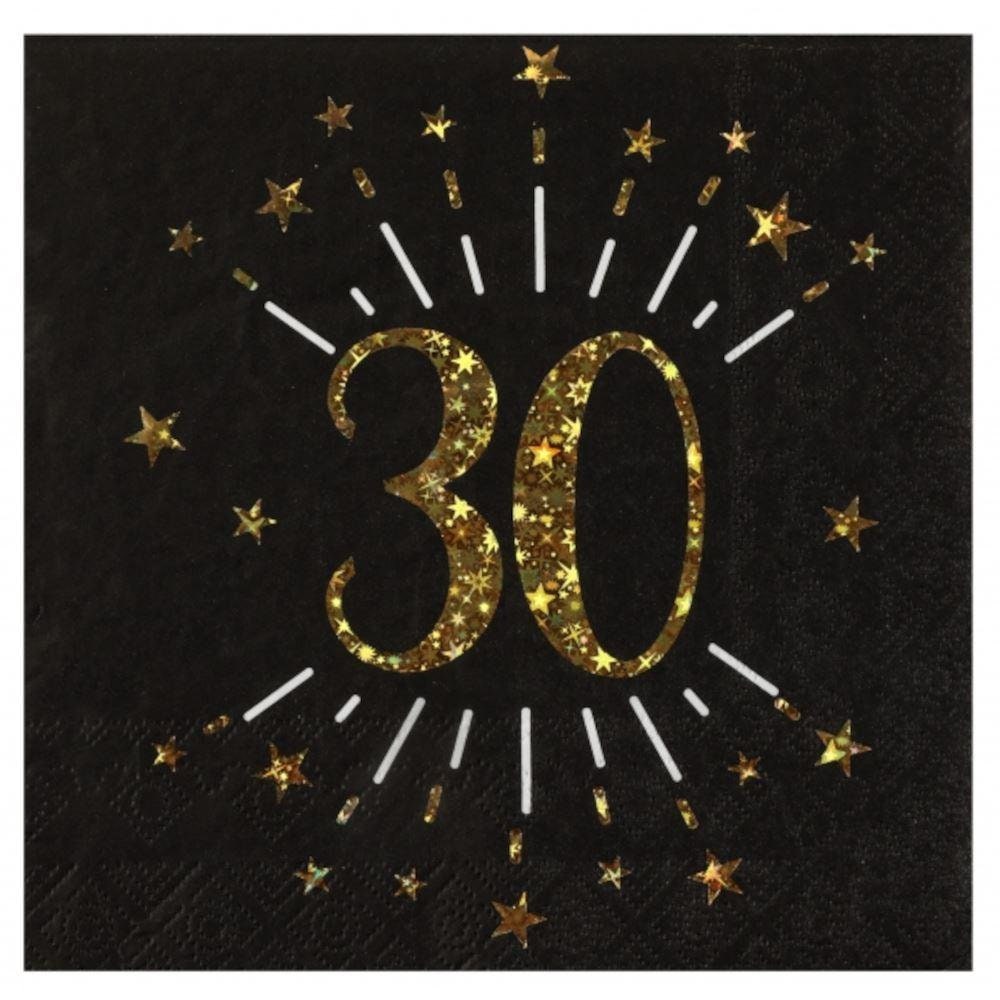 Buy Luxury Black Gold 30th Birthday Party Pack for 10 People 30th