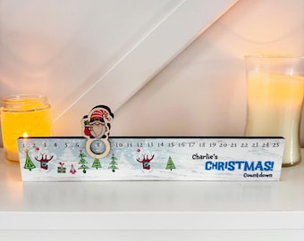 Personalised Christmas Tree Advent Countdown Slider, Festive Table Decoration, Novelty Christmas Countdown, Advent Calendar