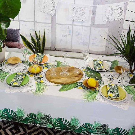 Tropical Fiesta Palm Paper Table Cover, Tropical Party Table Decorations, Paper  Table Runner, Birthday Table Decoration 