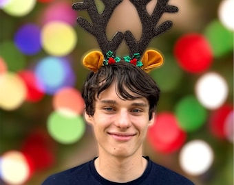 Brown Reindeer Antler Headband – Perfect Holiday Novelty Accessory for Christmas Parties, Photos, Festive Outfits & Celebrations