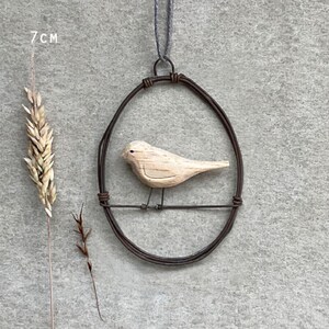 Small Rusty Wire Decoration With Wooden Bird, Wire Egg Hanger Gift, Unique Gift, Rustic Home Decoration