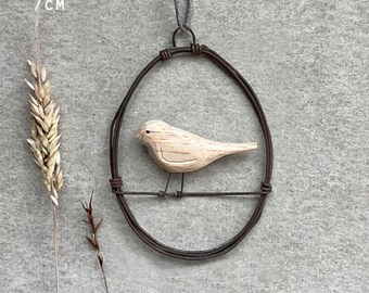 Small Rusty Wire Decoration With Wooden Bird, Wire Egg Hanger Gift, Unique Gift, Rustic Home Decoration