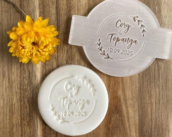 Wedding Name And Date Fondant Embosser, Custom Cookie Biscuit Stamp, Icing Stencil, Cake Decorating, Personalised Cupcake Decoration