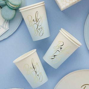 8 Blue Baby Boy Cups, Baby Shower Party, Boy Baby Shower, Blue Christening Cups, Mum To Be Party Plates Tableware