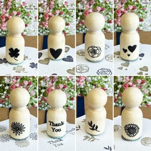Mini rubberen ambachtelijke stempels, bloemstempels, bedankstempel, hartinktstempel, bladstempel, knutsellabels kaarten plakboekproject, stempelkussen