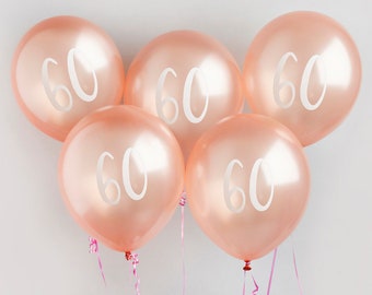 5 Rose Gold 60th Birthday Balloon, Sixtieth Birthday Balloons, Birthday Party Balloons, Birthday Party Decorations, Rose Gold Birthday