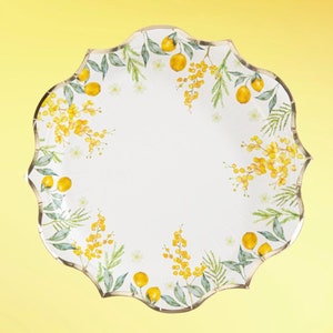 8 piatti di carta a forma di limone, piatti per barbecue estivi, stoviglie per il tè pomeridiano, piatti di carta tropicali con foglie gialle