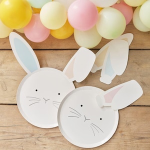 8 piatti di carta per coniglietti di Pasqua, piatti per feste di compleanno di Coniglio coniglio, stoviglie pasquali, piatti pastello per feste di compleanno di Pasqua