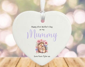 Personalisierter glücklicher erster Muttertag als meine Mama-Andenken-Herz, kundenspezifisches Porzellangeschenk, erste Muttertagsverzierung, neue Muttergeschenk