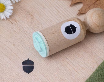 Mini Rubber Stamp Acorn, Ink Stamp For Cards Envelopes Scrapbook, Wooden Stamp, DIY Tags Crafts, Wedding Crafts