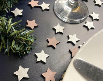Small Wood Star Table Scatters, Customisable Coloured Wooden Table Confetti, Christmas Table Decorations, Party Confetti Decoration (70pcs)
