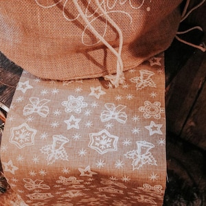 Christmas Under The Snow Table Runner, Rustic Hessian Festive Table Runner, Christmas Party Table Runner, Home Decoration 28cm X 3m image 1