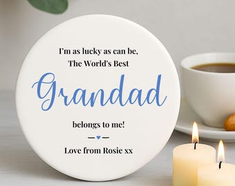 Personalisierte Porzellanuntersetzer für Opa, die weltbeste Opa gehört, individuelles Geschenk für Opa, Familienandenken-Geschenk