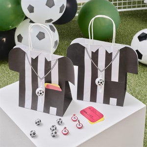 5 Football Party Bags With Whistles And Card Tags, World Cup Football Party, Soccer Birthday Party Favour Bags, Childrens Football Gifts